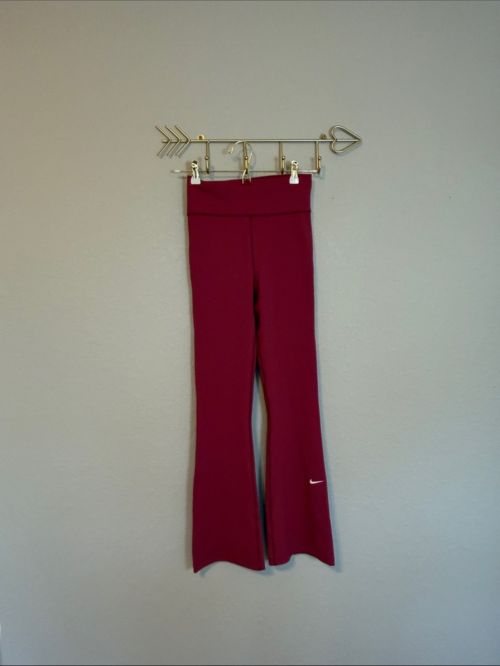 Nike One Dri-FIT High-Rise Flared Leggings Pink Size Large